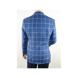 Men 100% Linen Sport Coat Plaid Design Jacket INSERCH Half Lined 561 Navy blue - J.Valintin Men's Wear Legend - 94094