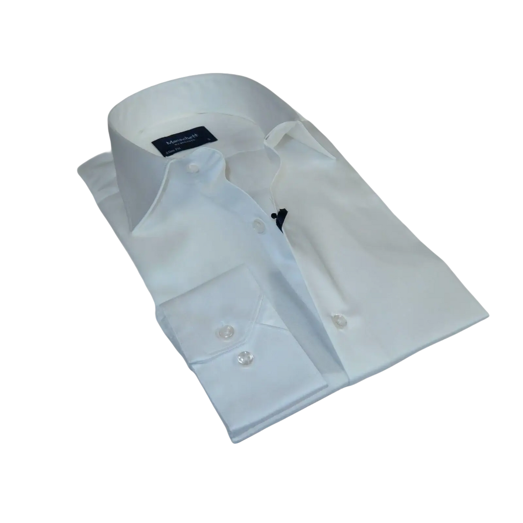 Men 100% Sateen Cotton Shirt Manschett Quesste Turkey Slim Fit 4010 - 02 White - J.Valintin Men's Wear Legend - 96814