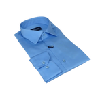 Men 100% Sateen Cotton Shirt Manschett Quesste Turkey Slim Fit 4010 - 05 Med Blue - J.Valintin Men's Wear Legend - 96819