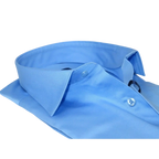Men 100% Sateen Cotton Shirt Manschett Quesste Turkey Slim Fit 4010 - 05 Med Blue - J.Valintin Men's Wear Legend - 96819
