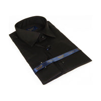 Men 100% Sateen Cotton Shirt Manschett Quesste Turkey Slim Fit 4010 - 08 Black - J.Valintin Men's Wear Legend - 96829