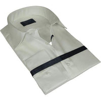 Men 100% Sateen Cotton Shirt Manschett Quesste Turkey Slim Fit 4010 - 09 Ivory - J.Valintin Men's Wear Legend - 96824