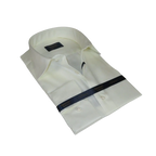 Men 100% Sateen Cotton Shirt Manschett Quesste Turkey Slim Fit 4010 - 09 Ivory - J.Valintin Men's Wear Legend - 96824