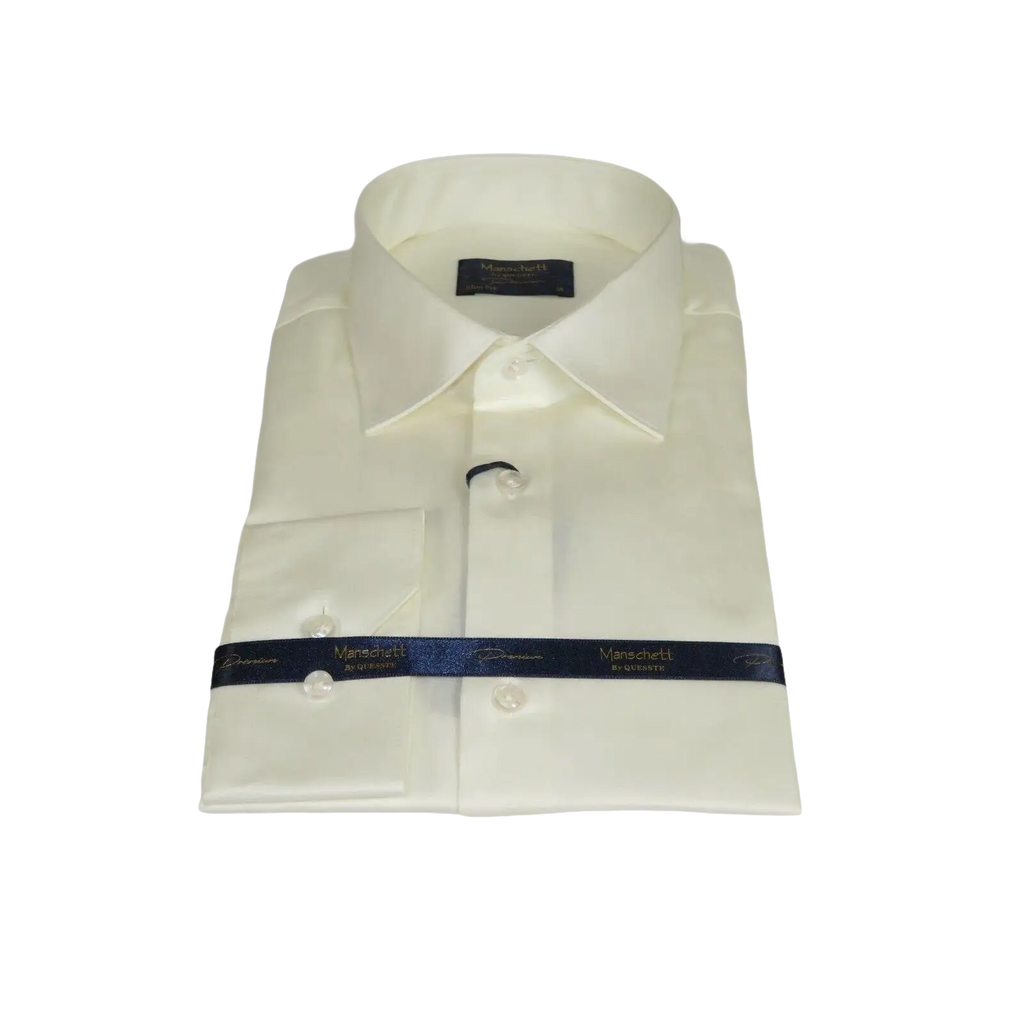 Men 100% Sateen Cotton Shirt Manschett Quesste Turkey Slim Fit 4010 - 09 Ivory - J.Valintin Men's Wear Legend - 96824