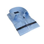 Men 100% Sateen Cotton Shirt Manschett Quesste Turkey Slim Fit 4010 - 11 SKy Blue - J.Valintin Men's Wear Legend - 96834