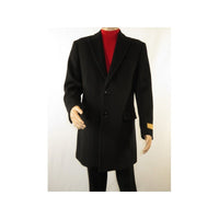 Men 100% Soft Wool 3/4 Length Winter Top Coat Cashmere Feel #Til - 70 Black - J.Valintin Men's Wear Legend - 98003