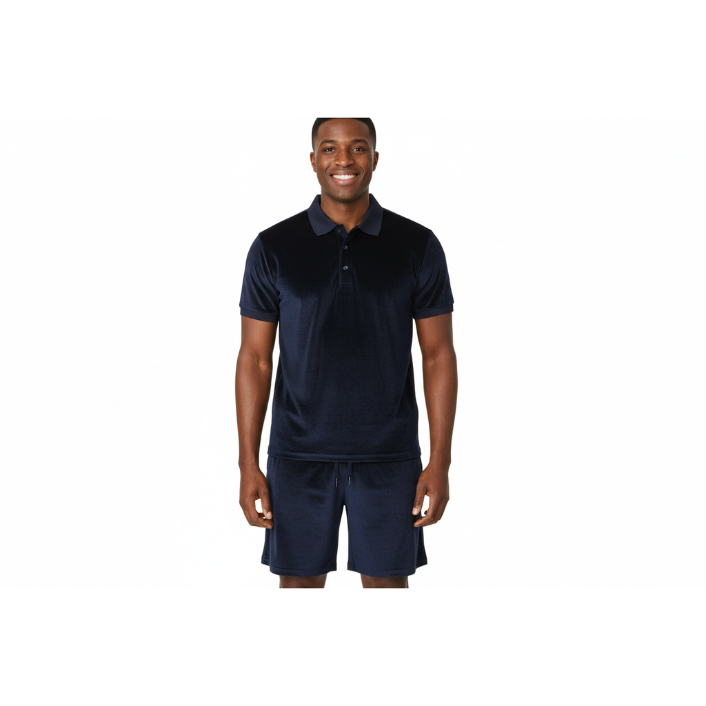 Men 2pc Stacy Adams leisure jogging suit Shorts Set Summer 3820 Navy Velvet