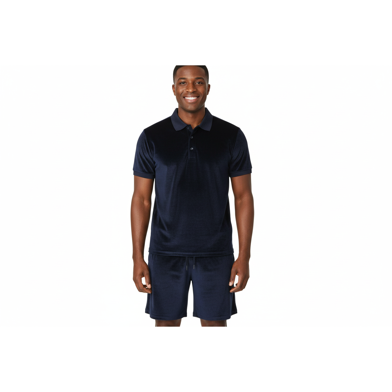 Men 2pc Stacy Adams leisure jogging suit Shorts Set Summer 3820 Navy Velvet