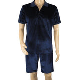 Men 2pc Stacy Adams leisure jogging suit Shorts Set Summer 3820 Navy Velvet - J.Valintin Men's Wear Legend - 95340