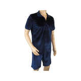 Men 2pc Stacy Adams leisure jogging suit Shorts Set Summer 3820 Navy Velvet - J.Valintin Men's Wear Legend - 95340