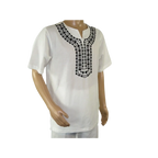 Men 2pc Stacy Adams leisure suit Linen Cotton With Embroidery 3668 white black - J.Valintin Men's Wear Legend - 95926