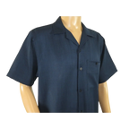 Men 2pc Walking Leisure Suit Short Sleeves By DREAMS 255 - 01 Solid Navy Blue - J.Valintin Men's Wear Legend - 96084