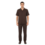 Men 2pc Walking Leisure Suit Short Sleeves By DREAMS 256-02 Solid Brown