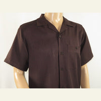 Men 2pc Walking Leisure Suit Short Sleeves By DREAMS 255 - 02 Solid Brown - J.Valintin Men's Wear Legend - 96090