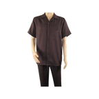 Men 2pc Walking Leisure Suit Short Sleeves By DREAMS 255 - 02 Solid Brown - J.Valintin Men's Wear Legend - 96090