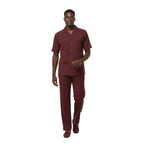 Men 2pc Walking Leisure Suit Short Sleeves By DREAMS 256-06 Solid Burgundy