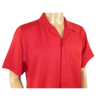 Men 2pc Walking Leisure Suit Short Sleeves By DREAMS 255 - 08 Solid Red - J.Valintin Men's Wear Legend - 95878