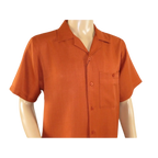 Men 2pc Walking Leisure Suit Short Sleeves By DREAMS 255 - 09 Solid Papaya - J.Valintin Men's Wear Legend - 96102