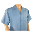 Men 2pc Walking Leisure Suit Short Sleeves By DREAMS 255 - 11 Solid Sky Blue - J.Valintin Men's Wear Legend - 96108