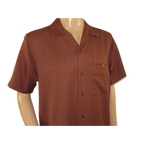 Men 2pc Walking Leisure Suit Short Sleeves By DREAMS 255 - 12 Solid Cognac - J.Valintin Men's Wear Legend - 95884