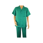 Men 2pc Walking Leisure Suit Short Sleeves By DREAMS 255 - 14 Solid Emerald green - J.Valintin Men's Wear Legend - 96114