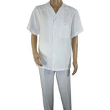 Men 2pc Walking Leisure Suit Short Sleeves By DREAMS 255 - 15 Solid White - J.Valintin Men's Wear Legend - 95891