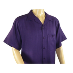 Men 2pc Walking Leisure Suit Short Sleeves By DREAMS 255 - 19 Solid Purple - J.Valintin Men's Wear Legend - 95896