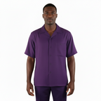 Men 2pc Walking Leisure Suit Short Sleeves By DREAMS 256-19 Solid Purple