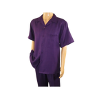 Men 2pc Walking Leisure Suit Short Sleeves By DREAMS 255 - 19 Solid Purple - J.Valintin Men's Wear Legend - 95896