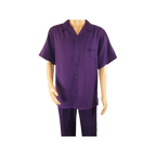 Men 2pc Walking Leisure Suit Short Sleeves By DREAMS 255 - 19 Solid Purple - J.Valintin Men's Wear Legend - 95896