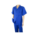Men 2pc Walking Leisure Suit Short Sleeves By DREAMS 255 - 21 Solid Royal Blue - J.Valintin Men's Wear Legend - 95902