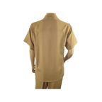 Men 2pc Walking Leisure Suit Short Sleeves By DREAMS 255 - 23 Solid Safari Tan - J.Valintin Men's Wear Legend - 95908