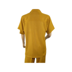 Men 2pc Walking Leisure Suit Short Sleeves By DREAMS 255 - 27 Solid Mustard - J.Valintin Men's Wear Legend - 95914