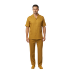 Men 2pc Walking Leisure Suit Short Sleeves By DREAMS 256-27 Solid Mustard