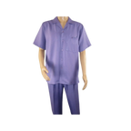 Men 2pc Walking Leisure Suit Short Sleeves By DREAMS 255 - 29 Solid Lavender - J.Valintin Men's Wear Legend - 95920