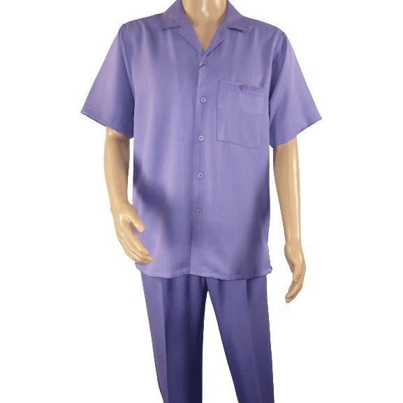 Men 2pc Walking Leisure Suit Short Sleeves By DREAMS 255 - 29 Solid Lavender - J.Valintin Men's Wear Legend - 95920