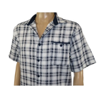 Men 2pc Walking Leisure Suit Short Sleeves By DREAMS Checker 282 - 01 Navy Blue - J.Valintin Men's Wear Legend - 282 - 01 Navy - M
