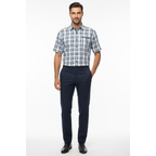 Men 2pc Walking Leisure Suit Short Sleeves By DREAMS Checker 282-01 Navy Blue