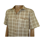 Men 2pc Walking Leisure Suit Short Sleeves By DREAMS Checker 282 - 03 Tan - J.Valintin Men's Wear Legend - 282 - 03 Tan - M