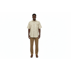 Men 2pc Walking Leisure Suit Short Sleeves By DREAMS Checker 282-03 Tan