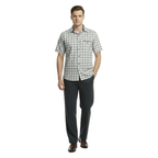 Men 2pc Walking Leisure Suit Short Sleeves By DREAMS Checker 283-10 Gray