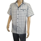 Men 2pc Walking Leisure Suit Short Sleeves By DREAMS Checker 283 - 10 Gray - J.Valintin Men's Wear Legend - 283 - 10 Gray - M