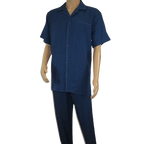 Men 2pc Walking Leisure Suit Short Sleeves By DREAMS Fancy 265 - 31 Sailor Blue - J.Valintin Men's Wear Legend - 265 - 31 Sailor - M