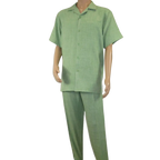 Men 2pc Walking Leisure Suit Short Sleeves By DREAMS Fancy 265 - 34 Lime Green - J.Valintin Men's Wear Legend - 265 - 34 Lime - M