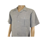 Men 2pc Walking Leisure Suit Short Sleeves By DREAMS Fancy 277 - 35 Steel Gray - J.Valintin Men's Wear Legend - 277 - 35 Steel - M