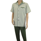 Men 2pc Walking Leisure Suit Short Sleeves By DREAMS Fancy 283 - 04 Sage Green - J.Valintin Men's Wear Legend - 283 - 04 Sage - M