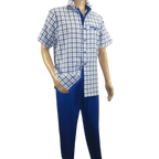 Men 2pc Walking Leisure Suit Short Sleeves By DREAMS Fancy 283 - 11 Royal Blue - J.Valintin Men's Wear Legend - 283 - 11 Royal - M