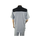 Men 2pc Walking Leisure Suit Short Sleeves DREAMS 263 - 00 Black white Salt pepper - J.Valintin Men's Wear Legend - 24634