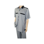 Men 2pc Walking Leisure Suit Short Sleeves DREAMS 263 - 00 Black white Salt pepper - J.Valintin Men's Wear Legend - 24634