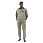 Men 2pc Walking Leisure Suit Short Sleeves DREAMS 263-12 Brown Tan Salt Pepper